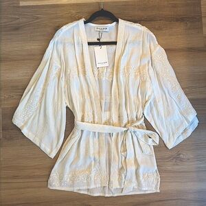 HALE BOB Embroidered Kimono Style Wrap Top Sweater Jacket | NEW with tag